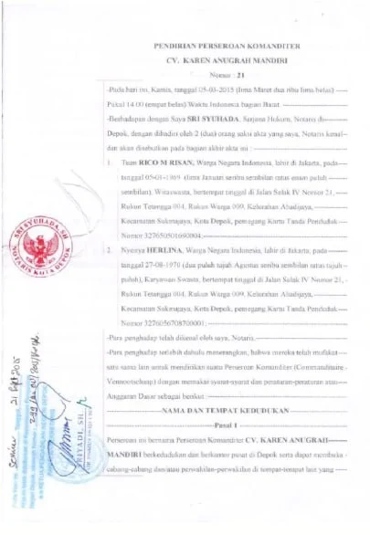 Akta Pendirian